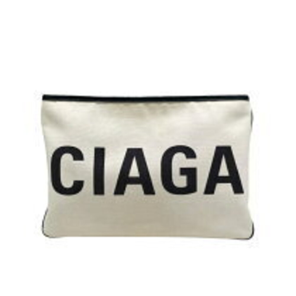 Balenciaga Pouch White Black Canvas Clutch Bag - Picture 2 of 11